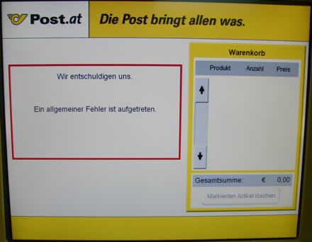 "Wir entschuldigen uns. Ein allgemeiner Fehler ist aufgetreten."