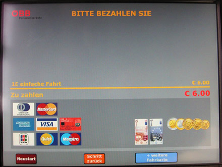 ÖBB-Fahrkartenautomat: letzter Schritt