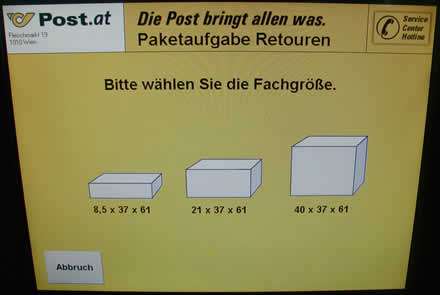 "Bitte wählen Sie die Fachgröße: 8,5x37x61 - 21x37x61 - 40x37x61"